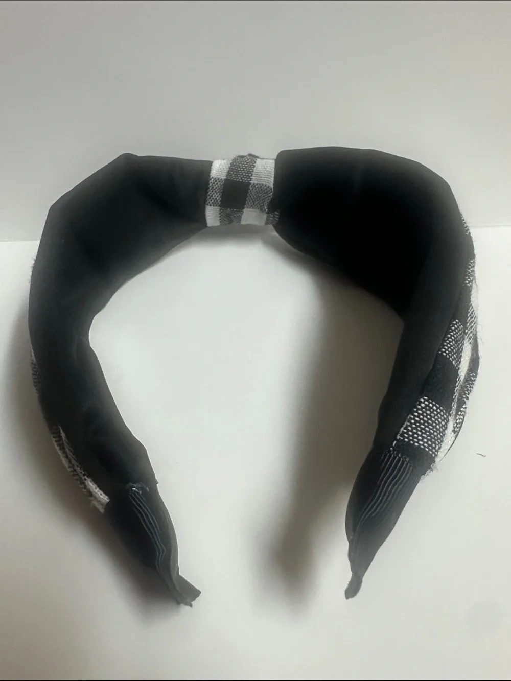 Black & White Plaid Knot Headband